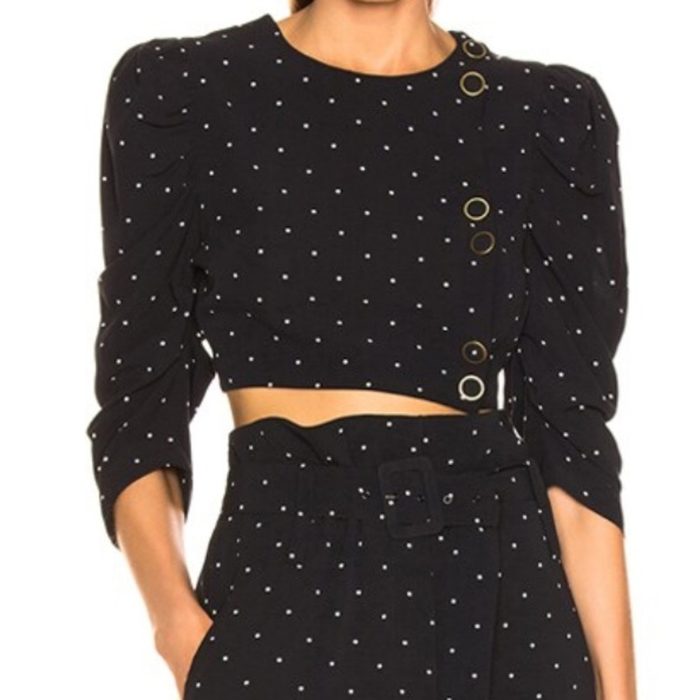 Alice McCall Oscar Top Black and White Polka Dots Crop Size 8